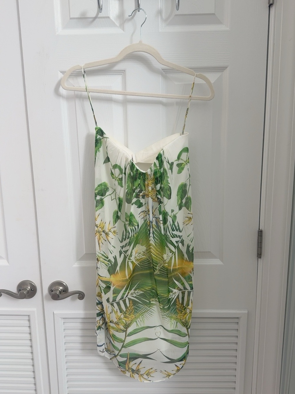 Alice + Olivia Tropical Palm Open Back Mini Dress